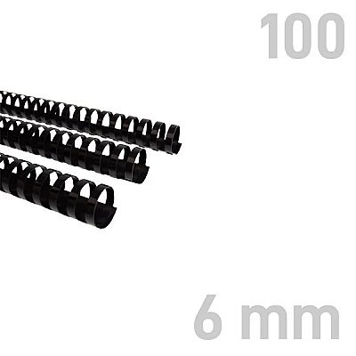 OPUS O.Comb Grzbiety plastikowe 6mm 100szt. czarne