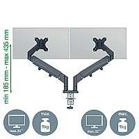 LEITZ Ergo Podwójne ramię do monitora oszczędzające miejsce na biurku ciemnoszare + PROMOCJA Feel Good!