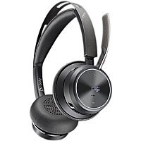 POLY Voyager Focus 2 Słuchawki bezprzewodowe nauszne z certyfikatem Microsoft Teams i podstawką ładującą USB-C + adapter USB-C na USB-A