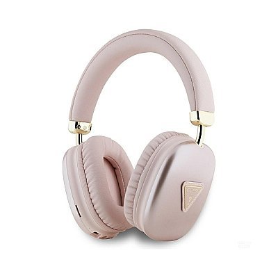 GUESS Metallic Triangle Słuchawki nauszne bezprzewodowe IPX4 Bluetooth V5.3 pudrowe różowe jasnoróżowe