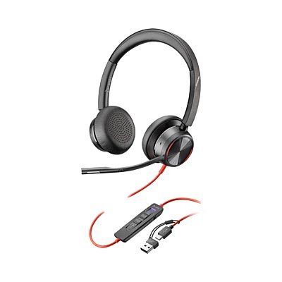POLY Blackwire 8225 Słuchawki przewodowe stereo MS na USB-C + adapter USB-C na USB-A