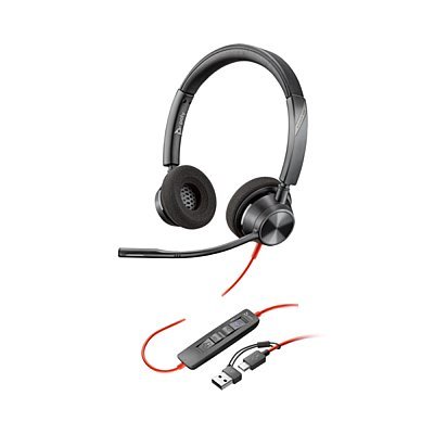 POLY Blackwire 3320 Słuchawki przewodowe stereo MS na USB-C + adapter USB-C na USB-A