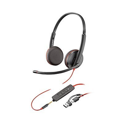 POLY Blackwire 3225 Słuchawki przewodowe stereo na USB-C i Jack 3,5mm + adapter USB-C na USB-A