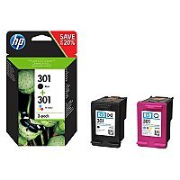 HP Komplet tuszy 301: tusz kolorowy CMY + tusz czarny K