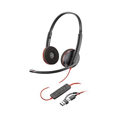 POLY Blackwire 3220 Słuchawki przewodowe stereo na USB-C + adapter USB-C na USB-A