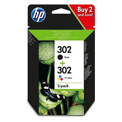 HP Komplet tuszy 302: tusz kolorowy CMY + tusz czarny K