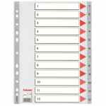 ESSELTE Przekładki PP A4 szare 1-12