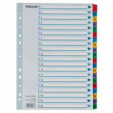ESSELTE Mylar Przekładki kartonowe A4 kolorowe 1-20