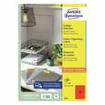 AVERY Etykiety kolorowe - czerwone 210 x 297 mm 100 arkuszy 100 etykiet