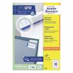 AVERY UltraGrip Etykiety samoprzylepne - białe 70 x 25,4 mm 100 arkuszy 3300 etykiet