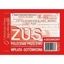 ZUS – polecenie przelewu – wpłata gotówkowa – 4-odcinkowe