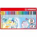 STABILO pen 68 brush Zestaw flamastrów w metalowym etui 25 szt.