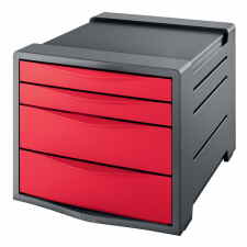 ESSELTE Vivida Pojemnik z 4 szufladami na dokumenty A4 czerwony
