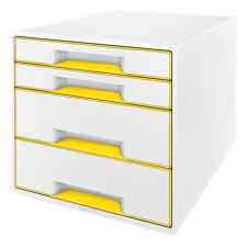 LEITZ Wow Cube Pojemnik z 4 szufladami biało-żółty