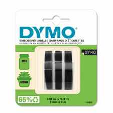 DYMO Junior / Omega Taśma 3D Etykiety wytłaczane winylowe 9mm x 3m biały nadruk na czarnym tle 3szt.