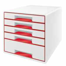 LEITZ Wow Cube Pojemnik z 5 szufladami biało-czerwony