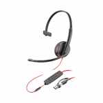 POLY Blackwire 3215 Słuchawki przewodowe monaural na USB-C i Jack 3,5mm + adapter USB-C na USB-A