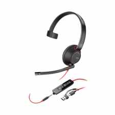 POLY Blackwire 5210 Słuchawki przewodowe monaural na USB-C i Jack 3,5mm + adapter USB-C na USB-A